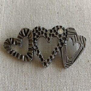 Chico’s Silver Tone Heart Trio Brooch Pin